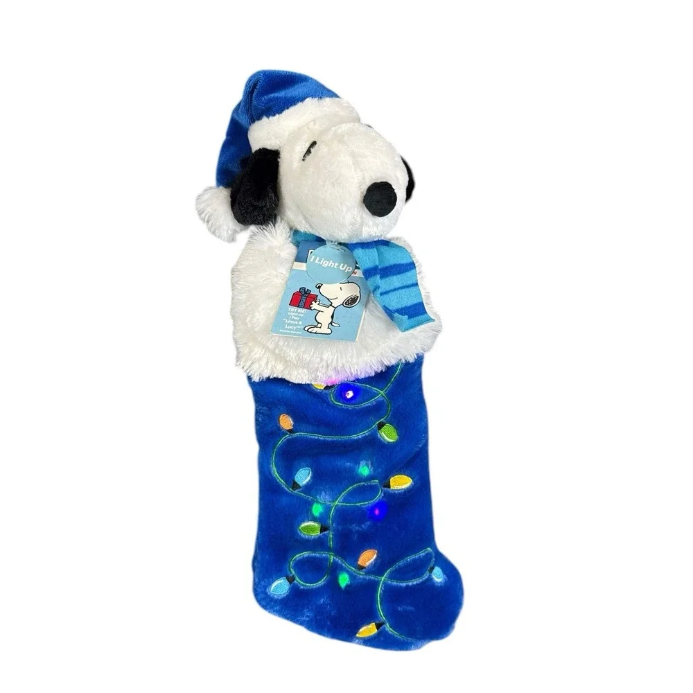 Peanuts Snoopy Musical and Light-Up Plush Christmas Stocking New